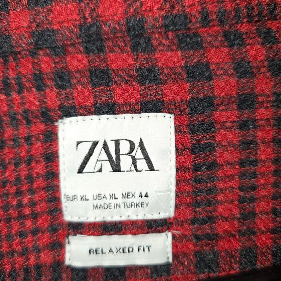 Zara Relaxed Fit Plaid Red/Black Women's Flannel Button Up Size XL - Picture 3 of 9